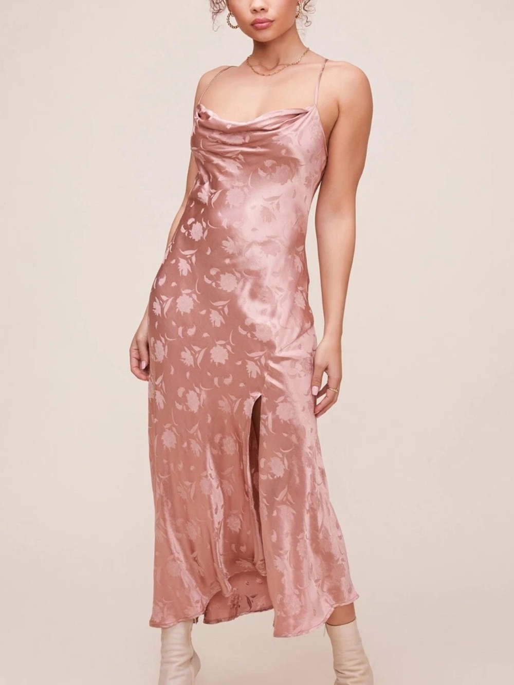 Astr The Label Cowl-Neck Maxi Dress in Dusty Rose Floral